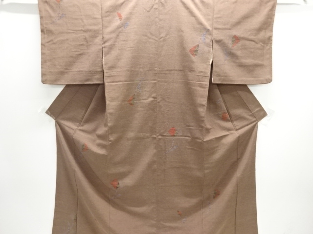 JAPANESE KIMONO / ANTIQUE KIMONO / TAISHO ROMAN STYLE / TSUMUGI / WOVEN ABSTRACT FLOWER & PLANT